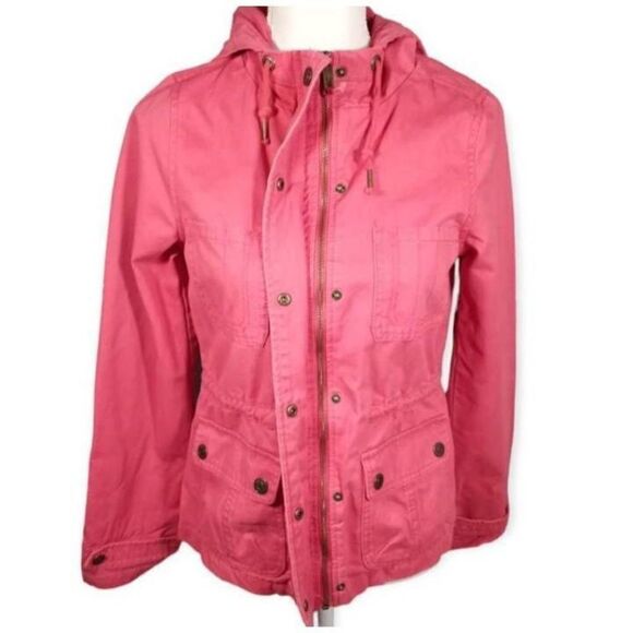 AEROPOSTALE PRINCE & FOX PINK/CORAL HOODED UTILITY JACKET SZ.S EUC. - Picture 2 of 8